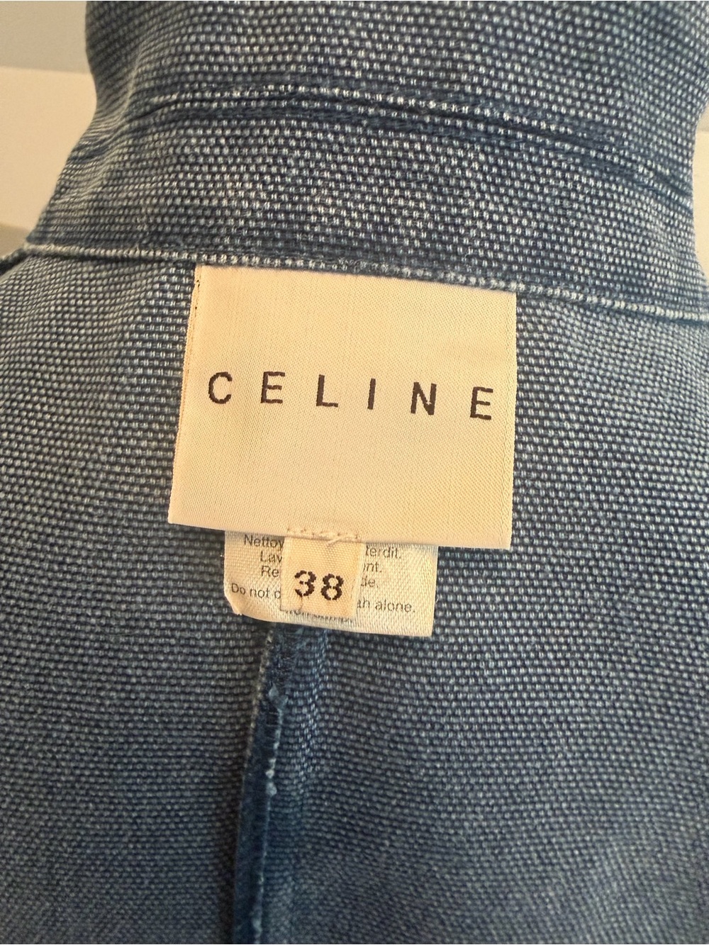 Vintage CELINE Blue Denim Canvas Jacket Blazer Contrast Stitch Made in France 38 - Picture 7 of 9